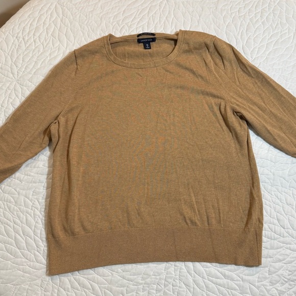 2x1 Lands' End (Size XL) Black & Tan Striped 100% Suprima Cotton Button Cardigan - Picture 16 of 16